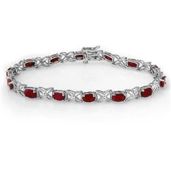 8.55 CTW Ruby & Diamond Bracelet 14K White Gold - REF-78R2K - 13949