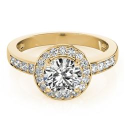 1.4 CTW Certified VS/SI Diamond Solitaire Halo Ring 18K Yellow Gold - REF-383K8R - 26972