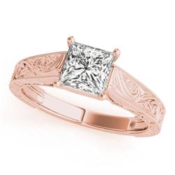 0.75 CTW Certified VS/SI Princess Diamond Ring 18K Rose Gold - REF-180Y2N - 28123