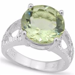 Natural Green Tea Amethyst & Diamond Ring 5.71 cts Ring