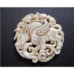 Old China White jade hand-carved dragon & Cattle