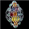 Image 1 : Natural Fancy Sapphire & Emerald Ring