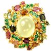 Image 1 : NATURAL Green PREHNITE & Fancy TOURMALINE Ring