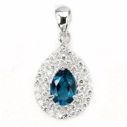 Natural London Blue Topaz Pendant