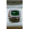 Image 1 : Natural Burmese Jade & Diamond Solid 18k Gold Ring