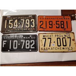 lot fof 4 Saskatchewan License Plates