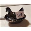 Image 2 : hen on a nest 2.5 inch  dark carnival glass