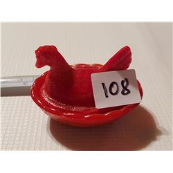 hen on a nest 2.5 inch rose/red/orange