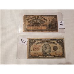 1900 and 1923 (25cent bank notes)