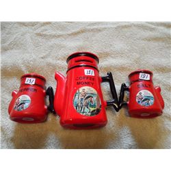 set of 3 piggy bank plus s&p shaker