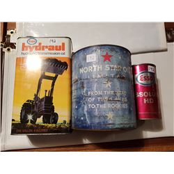 Lot of 3 (2 oil tins, 2 esso (one full) and North star)