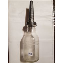 Antique glass oil jar with E.C.D. (spout)