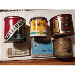 Lot of 6  Tobacco tins (Black cat etc)