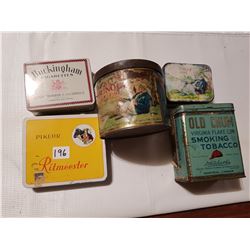 lot of 5 Tobacco tins (old chum,bucckingham etc)