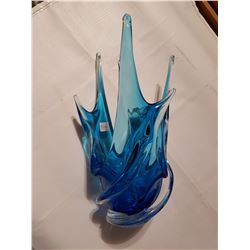 Blue "CHALET" blown glass 13" high