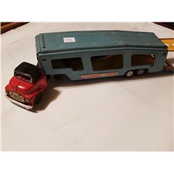 Tin Friction car carrier 17"