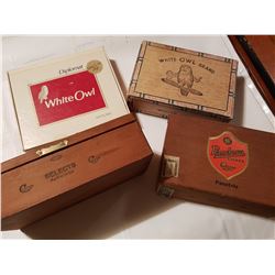 2 Wooden and 2 cardboard cigar boxes