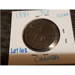 1881  one cent, inital JLF