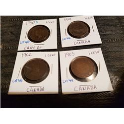 1900,01,02,03 one cent lot