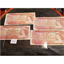 Lot of 4 1974 $2 bills