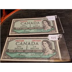 2 1954 1$ Bauey/Rasminksy, great condition