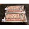Image 1 : 1954 lot of 2  two dollar bills great condition