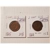 Image 1 : 1864 and 1865 RARE 2 cent Us coins