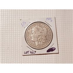 1881 Morgan silver dollar US