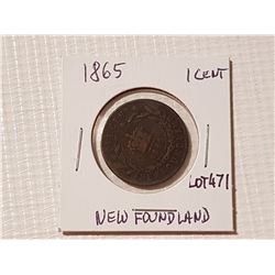 1865 New Foundland 1 cent token