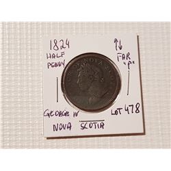 1824 Nova Scotia half penny "GEORGE IV"