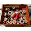 Image 5 : Wood box full of sewing items