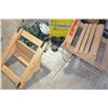 Image 2 : TOTE OF MISC AND TWO WOODEN ROOF SUPPORTS
