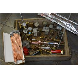 WOOD CRATE OF WELDING TOOLS AND ACCESSORIES