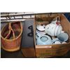 Image 1 : BOX OF KITCHEN ITEMS AND BASKET AND FILE ORGANIZER
