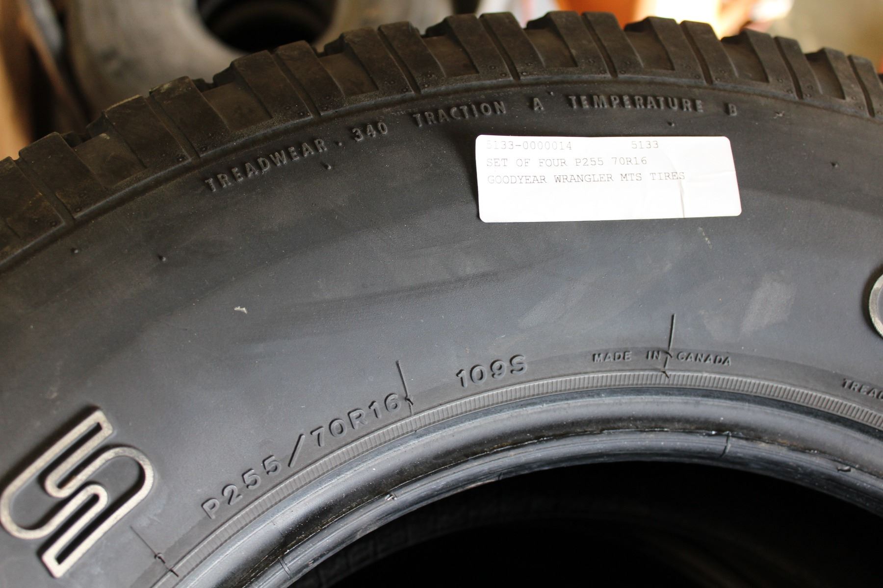 SET OF FOUR P255 70R16 GOODYEAR WRANGLER MTS TIRES