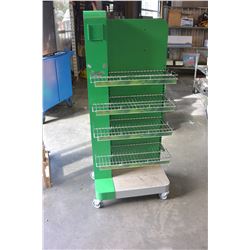 GREEN ROLLING RETAIL SHELF
