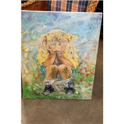 ORIGIANL PAINTING BY OTTO JEGODKTA THE FOOTBALL GIRL