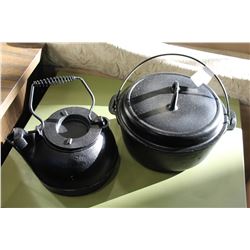 CAST IRON DUTCH OVEN AND KETTLE