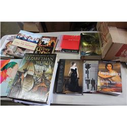 BOX OF HARDCOVER BOOKS AND BOX OF SMALL FRAMED PICTURES