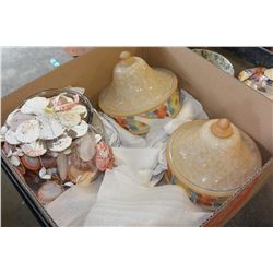 SHELL HANGING GLASS VASE AND LIGHT COVERS ETC