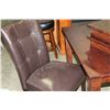 Image 2 : NEW HOME ELEGANCE MODERN CHERRY FINISH DINING TABLE WITH 2 LEAFS AND TWO MODERN LEATHER DINING CHAIR