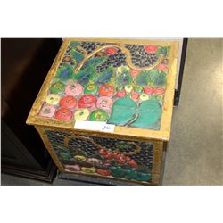 CARVED AND PAINTED FRUIT SCENE BOX