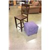 Image 2 : BROWN CHAIR AND PURPLE FOOTSTOOL