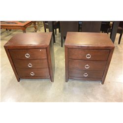 PAIR OF MODERN THREE DRAWER ENDTABLES