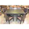 Image 1 : NEW FLOOR MODEL HOME ELEGANCE MODERN 8 PIECE DINING SET WITH HIDDEN LEAF AND 7 LEATHER DINING CHAIRS