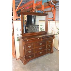 MODERN MAHOGANY FINISH DRESSER WITH MIRROR