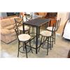 Image 1 : BLACK BAR HEIGHT TABLE AND FIVE BLACK METAL MICROFIBRE SEAT BAR STOOLS