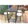 Image 2 : BLACK BAR HEIGHT TABLE AND FIVE BLACK METAL MICROFIBRE SEAT BAR STOOLS