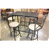 Image 3 : BLACK BAR HEIGHT TABLE AND FIVE BLACK METAL MICROFIBRE SEAT BAR STOOLS