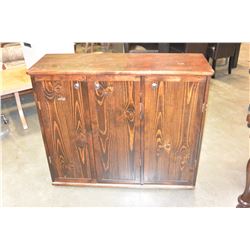 THREE DOOR PINE STORAGE CABINET